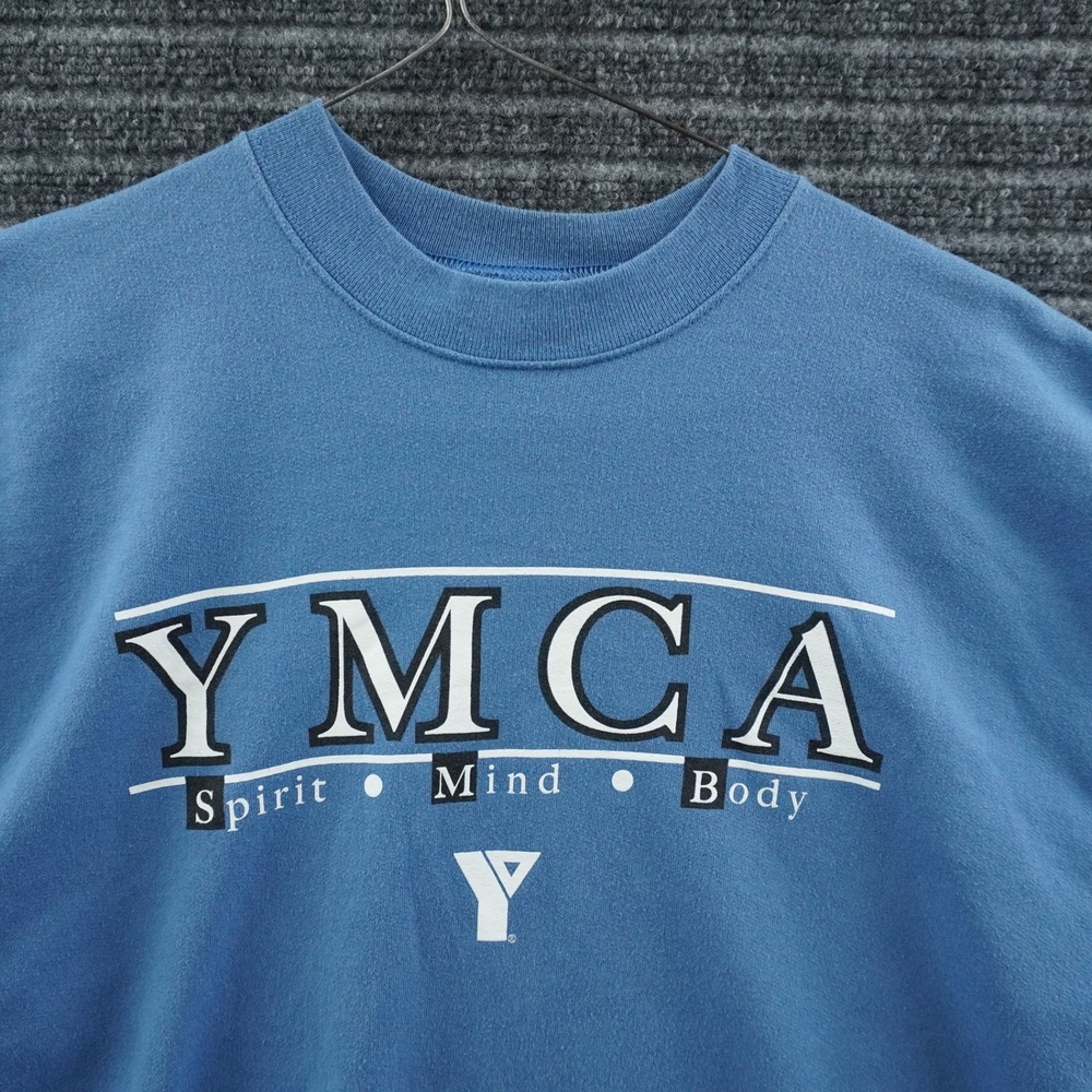Hanes YMCA Sweatshirt Adult M Blue Spirit Mind Body Crewneck Pullover - Picture 2 of 9